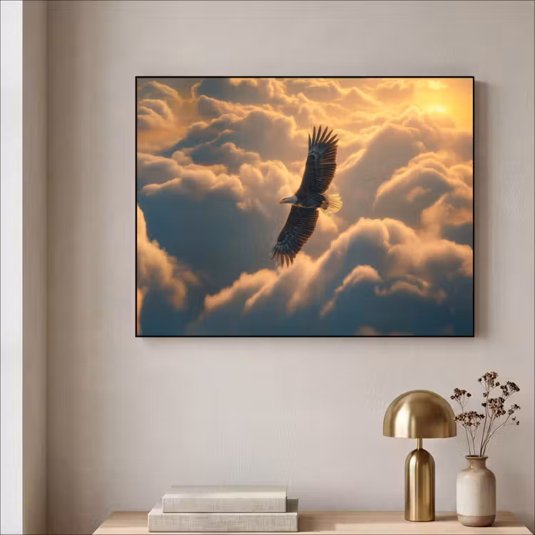 Adelaar - Wolken - Zon Textielframe - compleet frame klein -sfeer2
