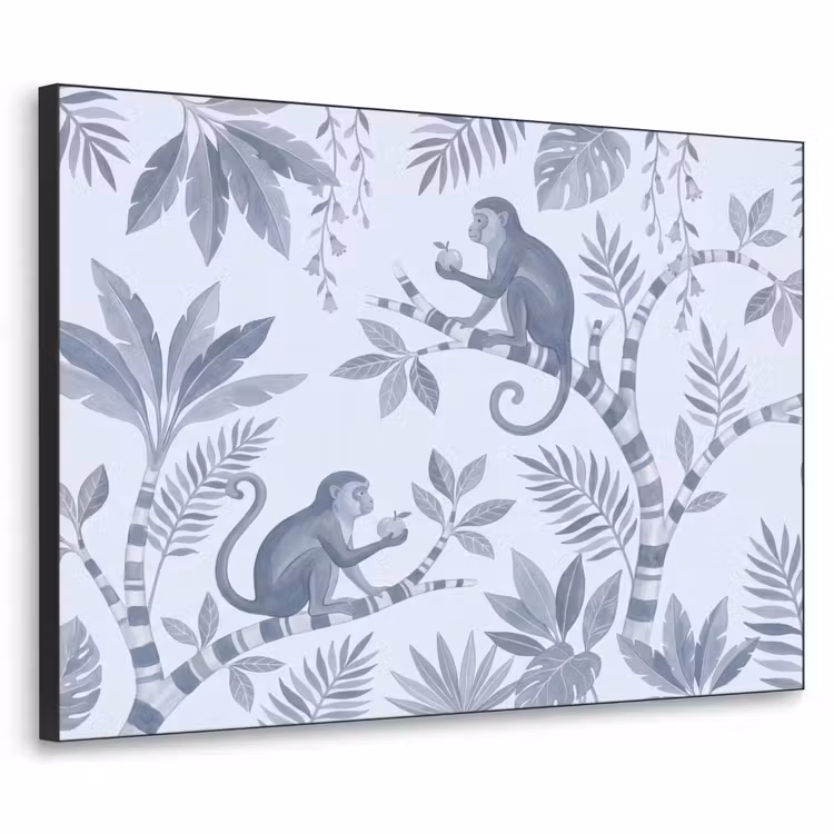 Aap - Boom - Bladeren - Jungle - Illustratie Textielframe zwart klein -3d