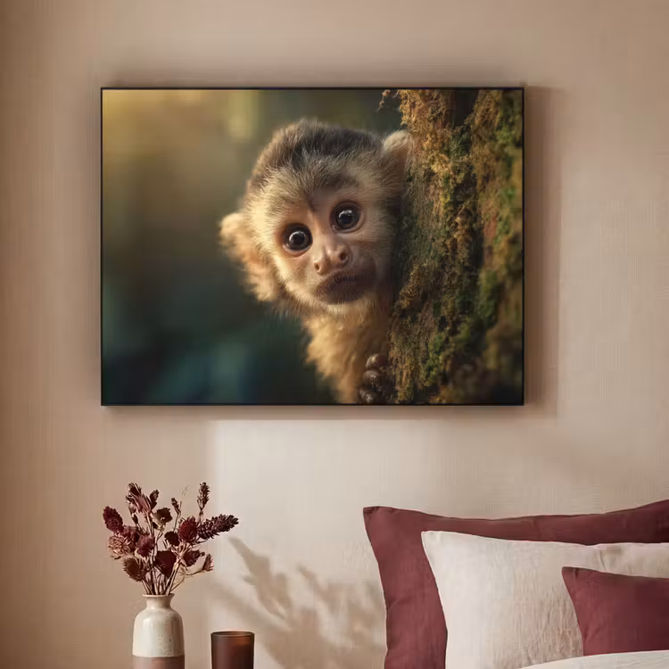 Aap - Boomstronk - Bruin Textielframe - compleet frame klein -sfeer1