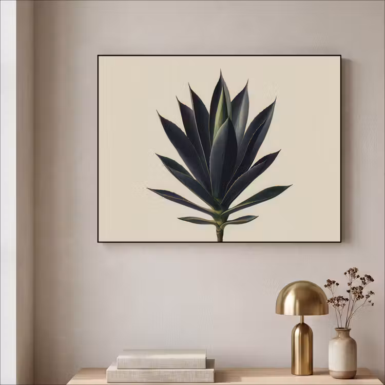 Agaveplant - Symmetrisch - Groen Textielframe zwart klein -sfeer2