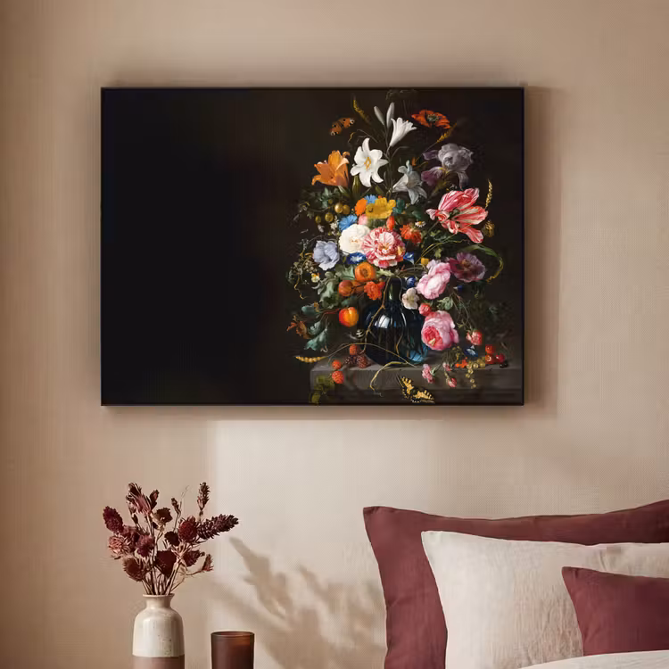 Oude meesters - Kunst - Vaas met bloemen - Jan Davidsz de Heem Textielframe zwart klein -sfeer1