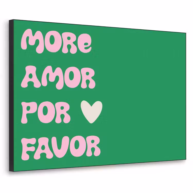 Amor - Valentijn - Groen - Tekst Textielframe - compleet frame klein -3d
