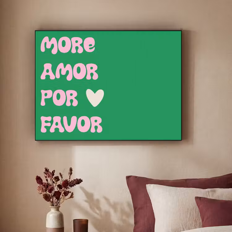 Amor - Valentijn - Groen - Tekst Textielframe zwart klein -sfeer1