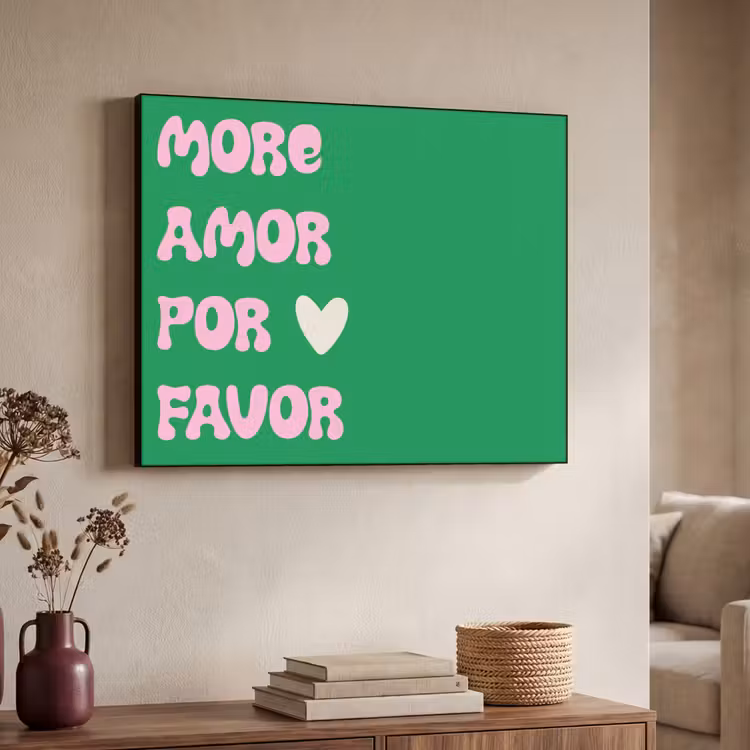 Amor - Valentijn - Groen - Tekst Textielframe - compleet frame klein -sfeer3