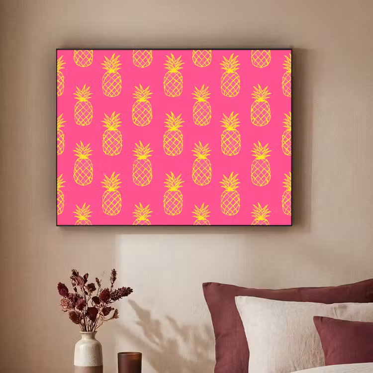 Ananas - Trendy - Roze Textielframe zwart klein 947 -sfeer1