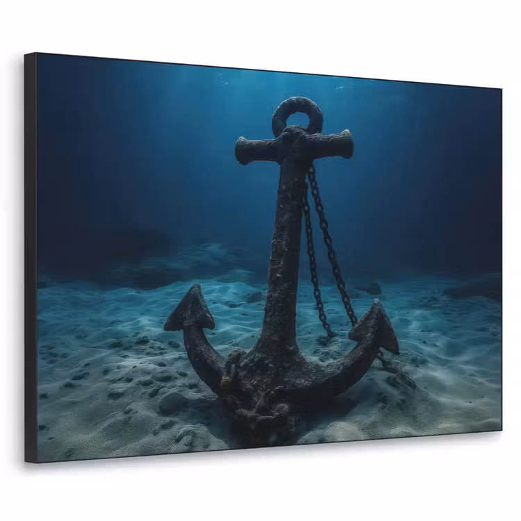Anker - Ijzer - Zeebodem - Zand Textielframe zwart klein -3d