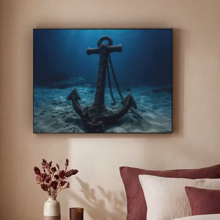 Anker - Ijzer - Zeebodem - Zand Textielframe - compleet frame klein -sfeer1