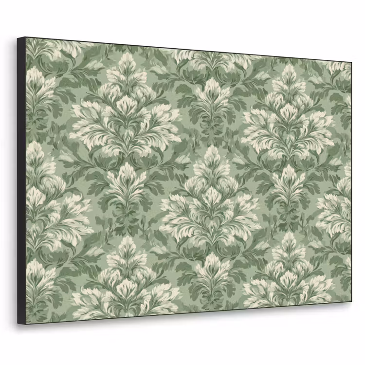 Sierlijk - Lichtgroen - Planten - Patroon - Getailleerd Textielframe zwart klein 947 -3d