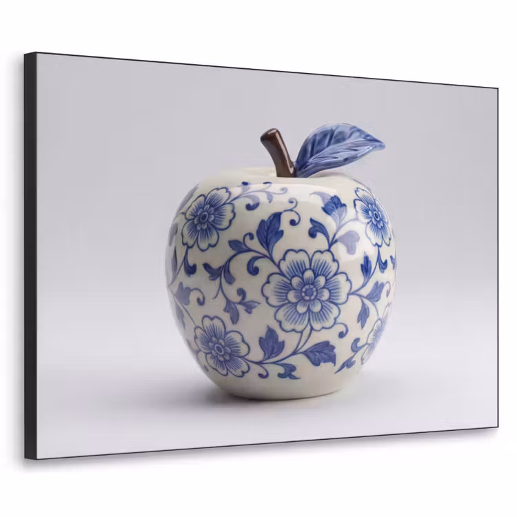 Art Frame - Apfel – Blau – Klassisch - Appel - Blauw - Klassiek Textielframe zwart klein