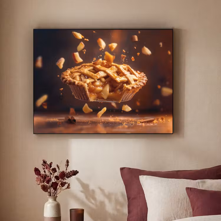 Appel - Taart - Warm - Eten Textielframe zwart klein -sfeer1