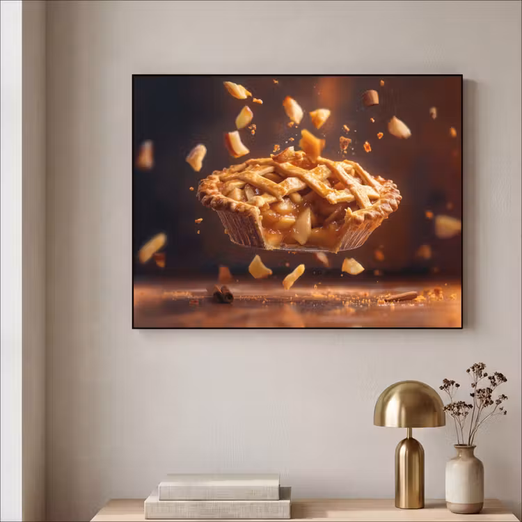 Appel - Taart - Warm - Eten Textielframe zwart klein -sfeer2