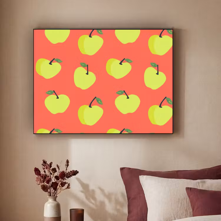 Appels - Modern - Groen Textielframe zwart klein 947 -sfeer1