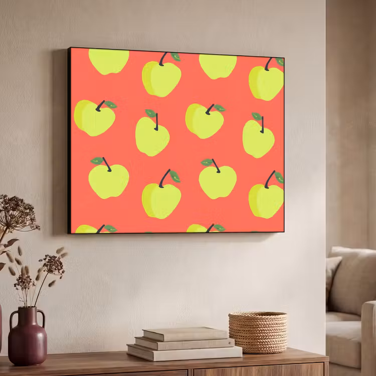 Appels - Modern - Groen Textielframe zwart klein 947 -sfeer3