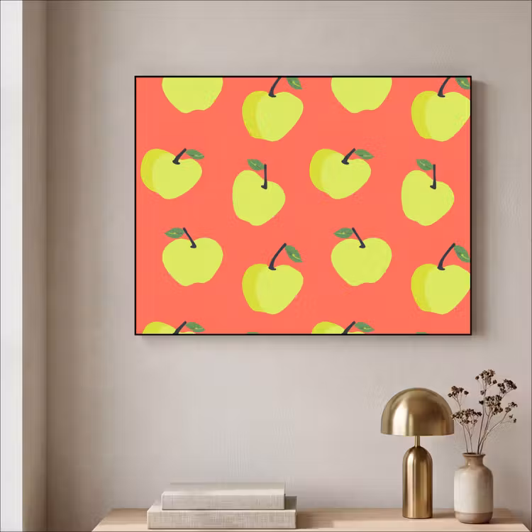 Appels - Modern - Groen Textielframe zwart klein 947 -sfeer2