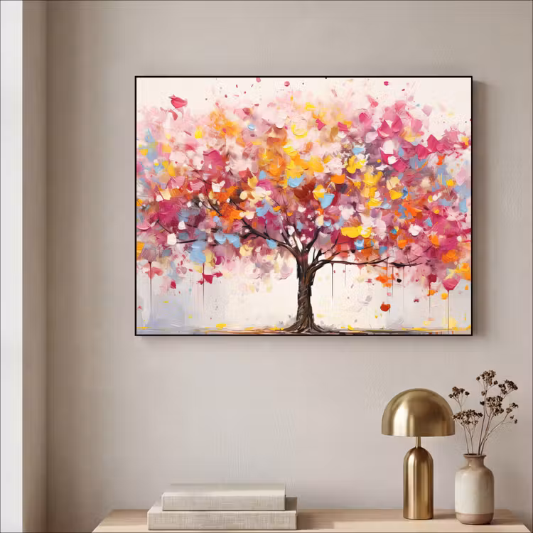 Aquarel - Boom - Kunst - Abstract Textielframe zwart klein -sfeer2