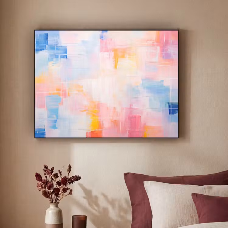 Aquarel - Pastel - Abstract - Kunst Textielframe zwart klein -sfeer1