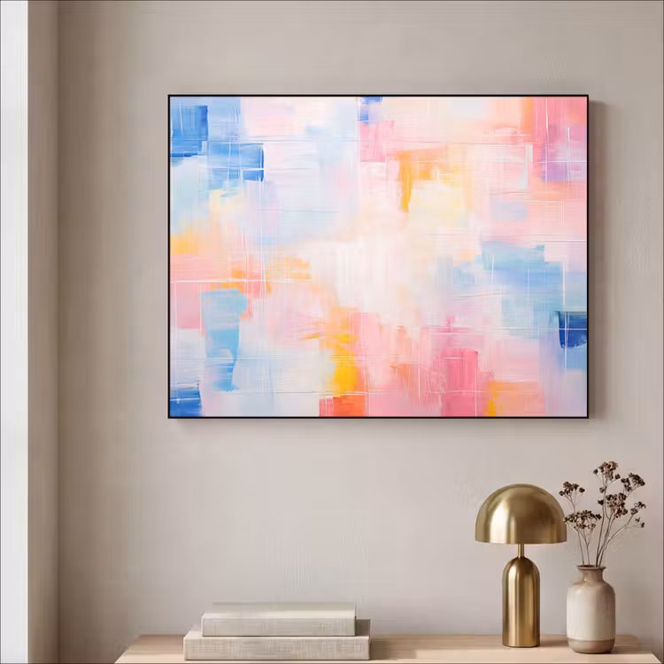 Aquarel - Pastel - Abstract - Kunst Textielframe zwart klein -sfeer2