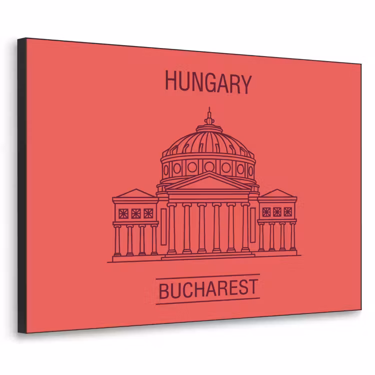 Architectuur - Boekarest - Stedelijk - Lijntekening - Rood Textielframe zwart klein -3d