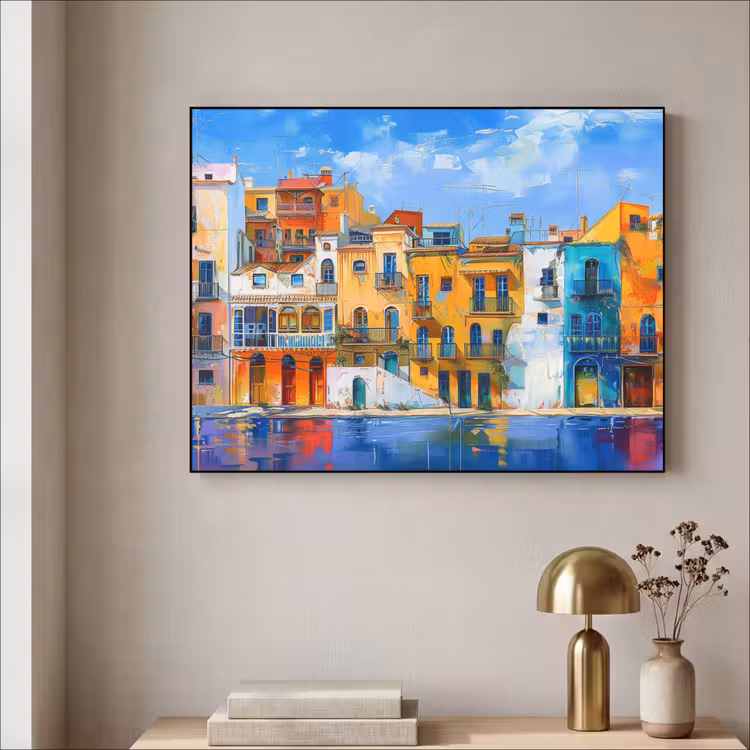 Architectuur - Kleurrijk - Kunst - Modern Textielframe zwart klein -sfeer2