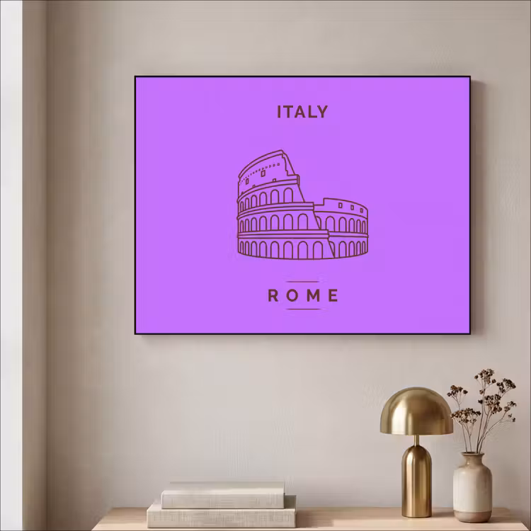 Architectuur - Colosseum - Rome - Minimalistisch - Paars Textielframe zwart klein -sfeer2
