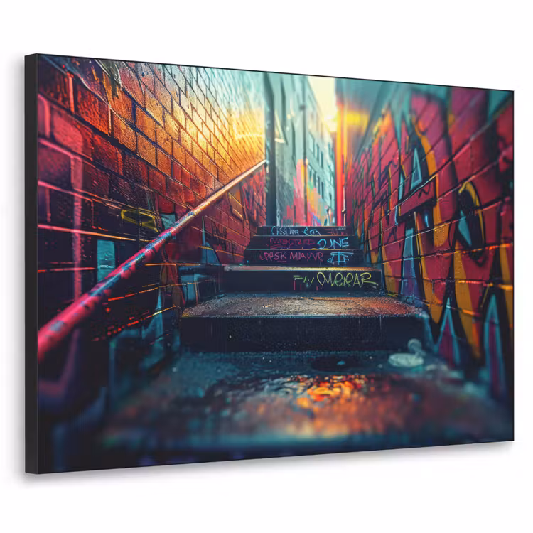 Architectuur - Neon - Trap - Graffiti Textielframe - compleet frame klein -3d