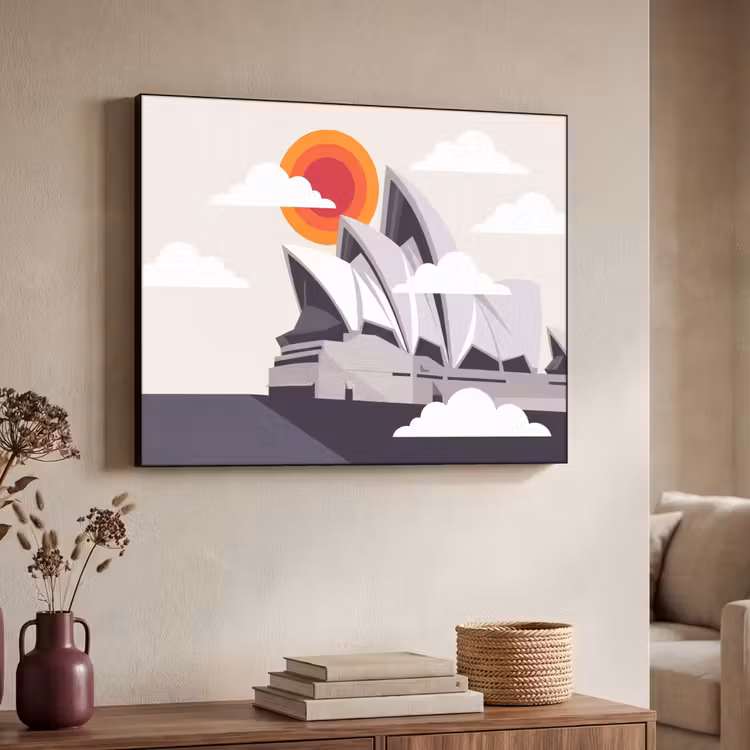 Architectuur - Stadsgezicht - Modern - Grijs - Oranje Textielframe zwart klein -sfeer3
