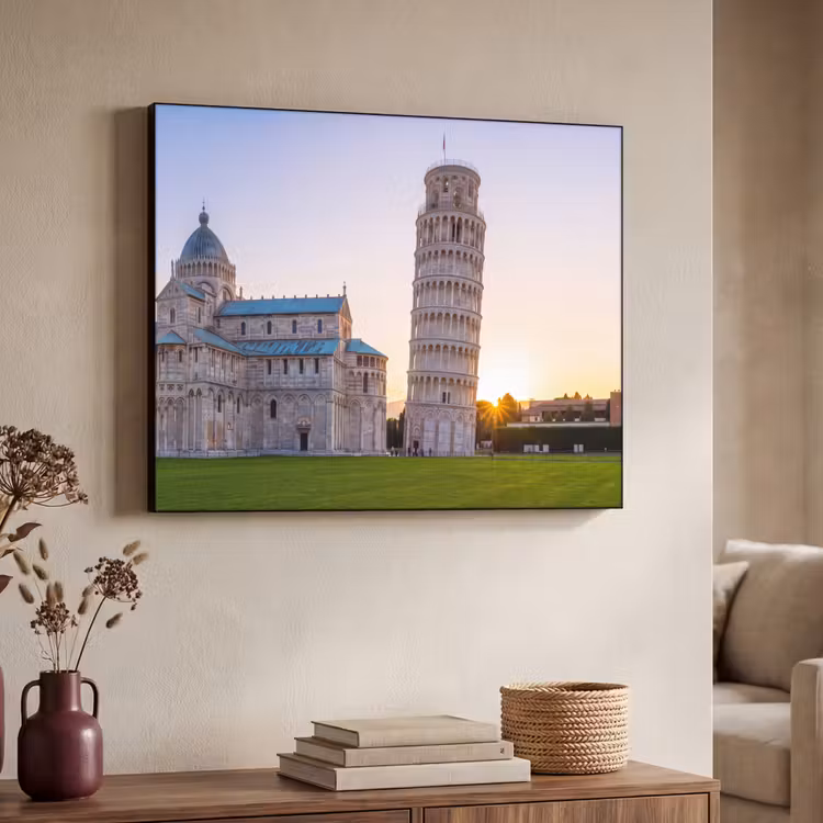 Architectuur - Toren - Pisa - Italië - Zonsondergang Textielframe zwart klein -sfeer3