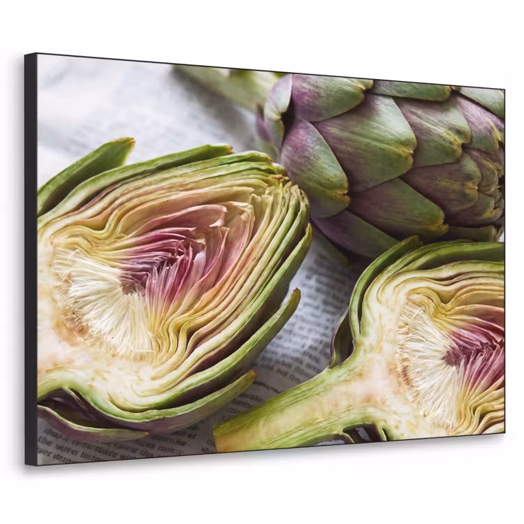 Art Frame - Artischocke – aufgeschnitten – Essen - Artisjok - Doorgesneden - Eten Textielframe zwart klein