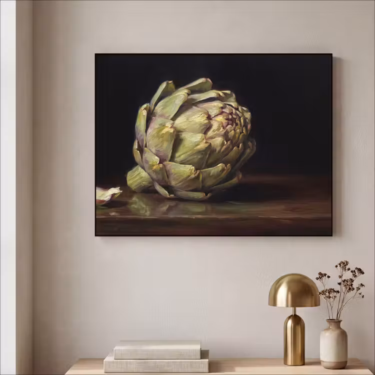 Art Frame - Artischocke – Essen – Klassisch - Artichok - Eten - Klassiek Textielframe zwart klein