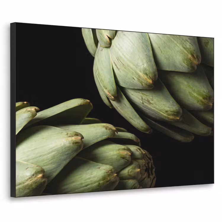 Art Frame - Artischocke – Grün – Essen - Artisjok - Groen - Eten Textielframe zwart klein