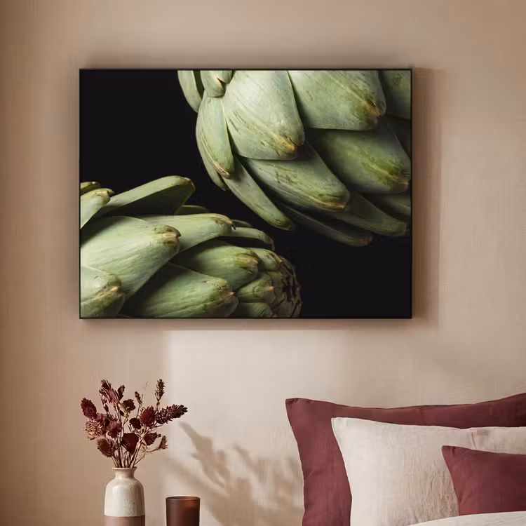 Art Frame - Artischocke – Grün – Essen - Artisjok - Groen - Eten Textielframe zwart klein