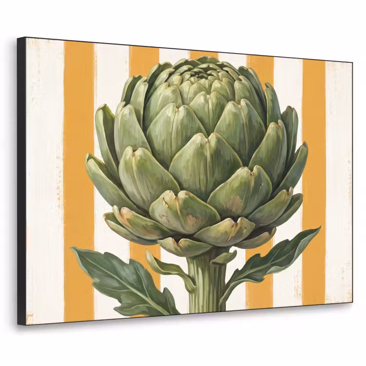 Art Frame - Artischocke – Modern – Gemüse - Artisjok - Modern - Groente Textielframe zwart klein
