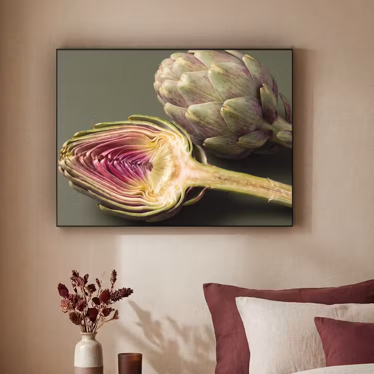Art Frame - Artischocke – Violett – Lebensmittel - Artisjok - Paars - Voedsel Textielframe zwart klein