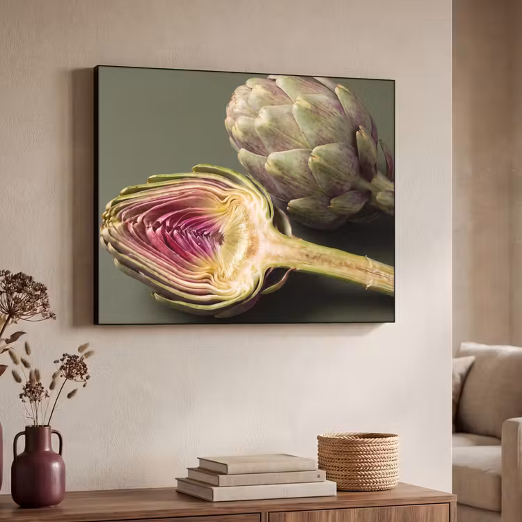 Art Frame - Artischocke – Violett – Lebensmittel - Artisjok - Paars - Voedsel Textielframe zwart klein