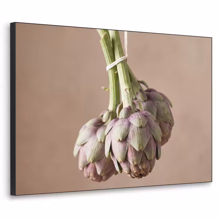 Art Frame - Artischocken – Hängend – Gemüse - Artisjokken - Hangend - Groenten Textielframe zwart klein