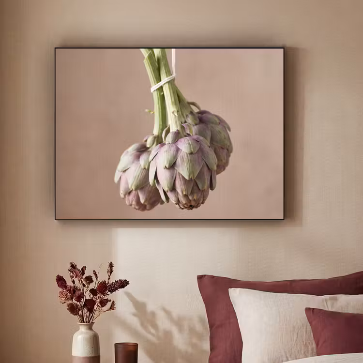 Art Frame - Artischocken – Hängend – Gemüse - Artisjokken - Hangend - Groenten Textielframe zwart klein