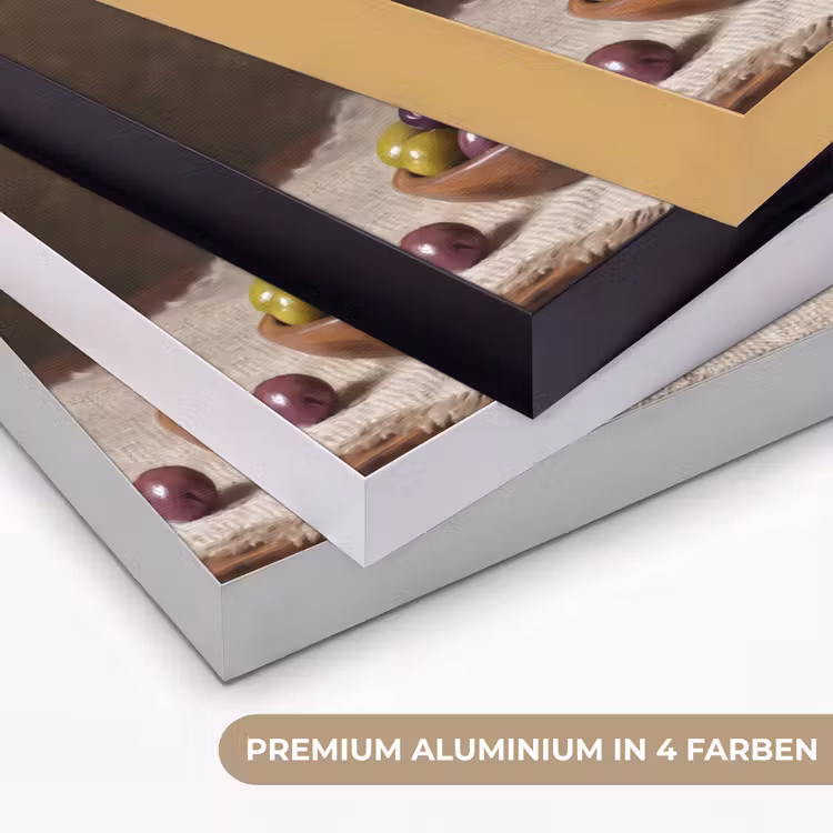 Art Frame - Artischocken – Oliven – Essen - Artisjokken - Olijven - Eten Textielframe zwart klein