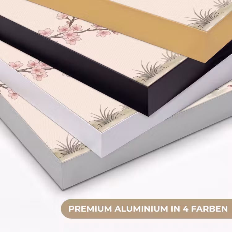 Aziatisch - Kraanvogel - Beige Textielframe zwart klein -USP_kleurenDE