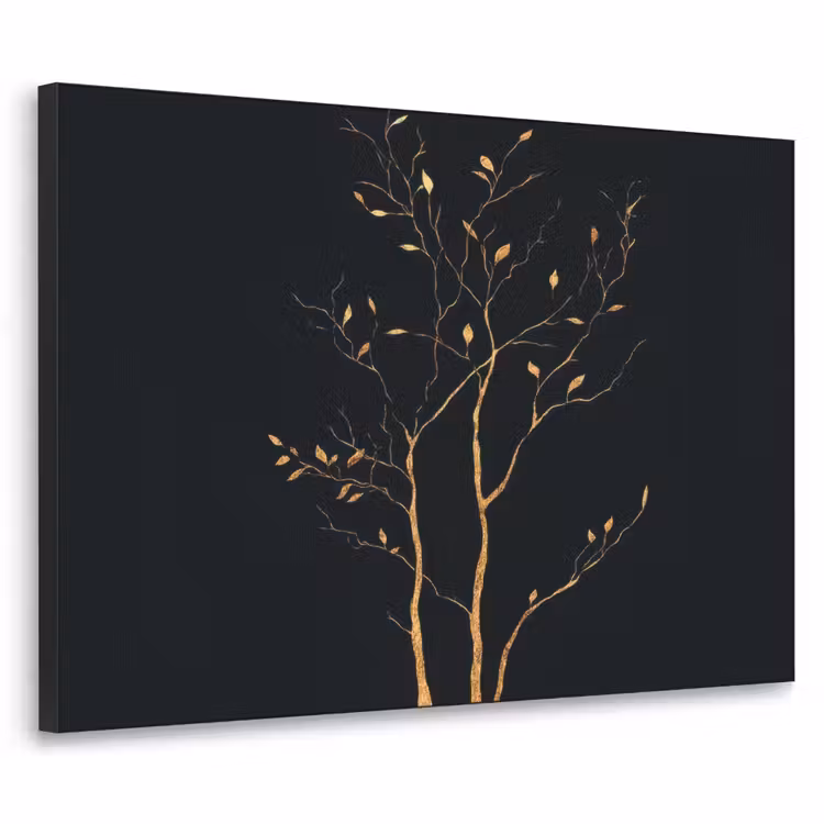 Takken - Blaadjes - Zwart Textielframe zwart klein -3d