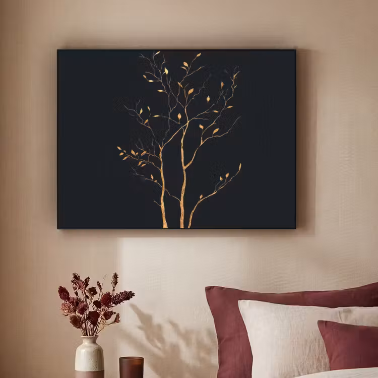 Takken - Blaadjes - Zwart Textielframe - compleet frame klein -sfeer1