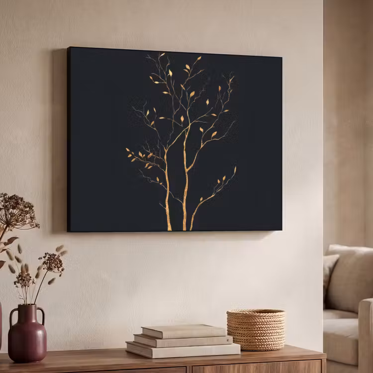 Takken - Blaadjes - Zwart Textielframe - compleet frame klein -sfeer3