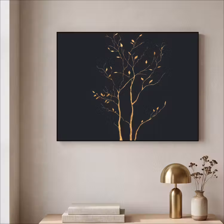 Takken - Blaadjes - Zwart Textielframe zwart klein -sfeer2