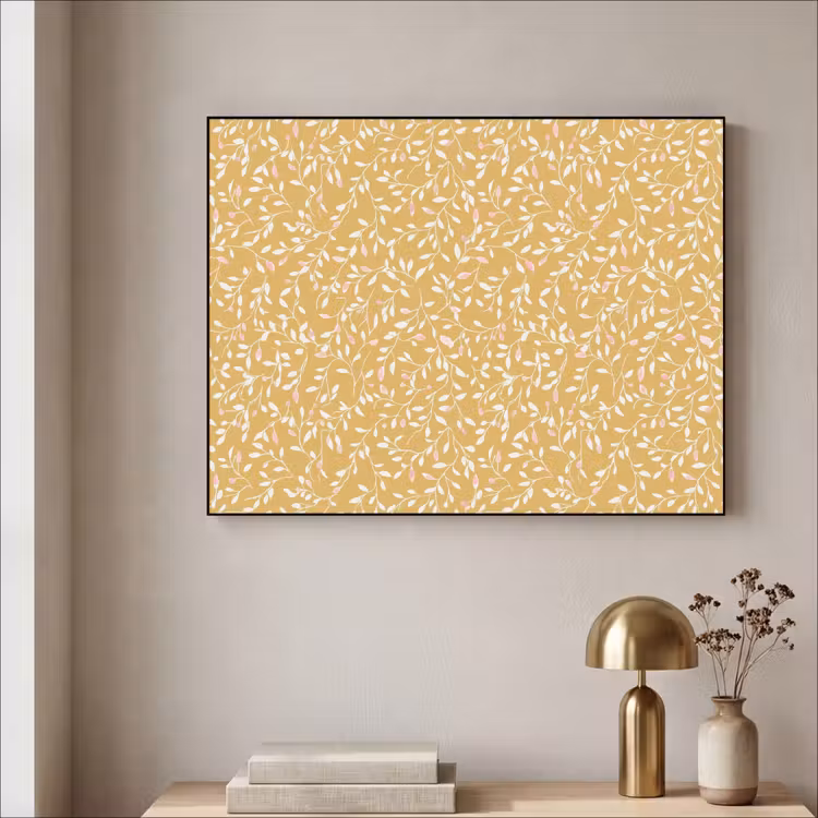 Takjes - Patroon - Oker Textielframe zwart klein 947 -sfeer2