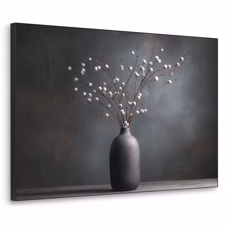 Takken - Vaas - Bolletjes - Wit Textielframe - compleet frame klein -3d
