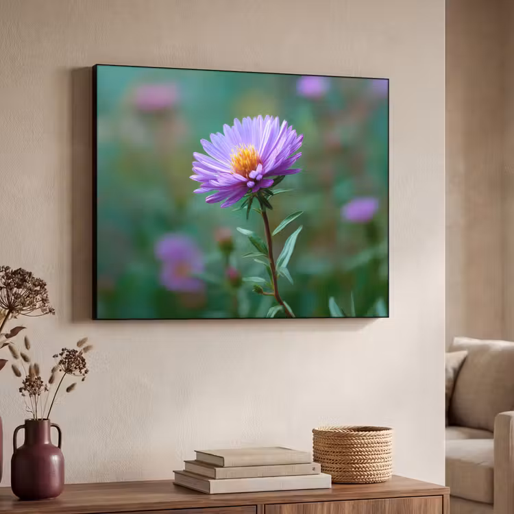 Aster - Paars - Bloem - Blaadjes Textielframe - compleet frame klein -sfeer3