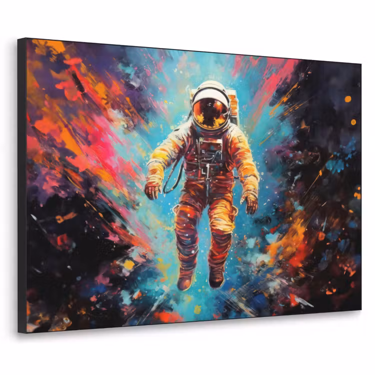 Astronaut - Graffiti - Ruimte - Neon Textielframe zwart klein -3d