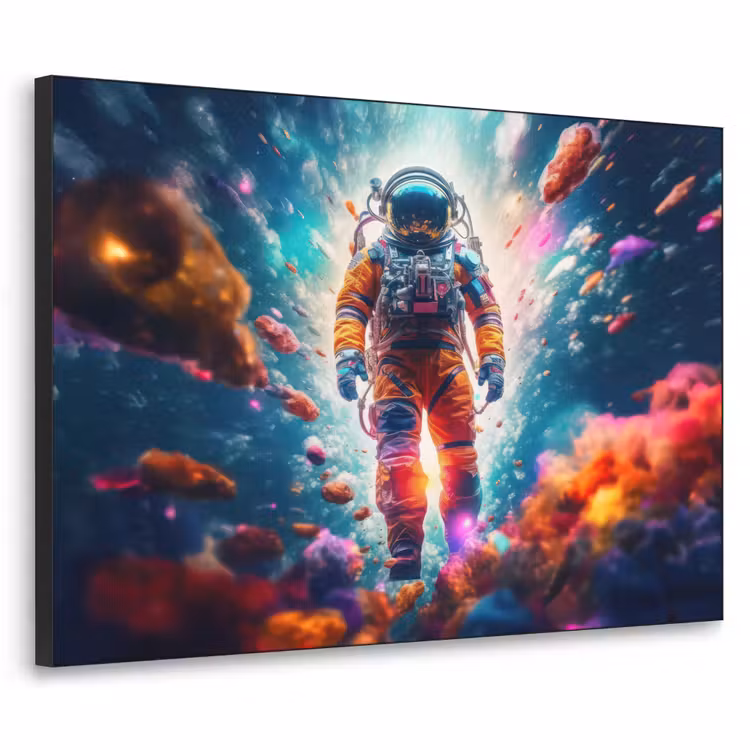 Astronaut - Neon - Meteoriet - Neon Textielframe zwart klein -3d