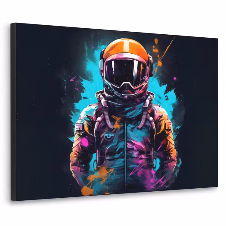 Astronaut - Neon - Gaming - Ruimte Textielframe zwart klein -3d