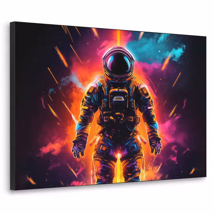 Astronaut - Neon - Gaming - Ruimte Textielframe zwart klein -3d
