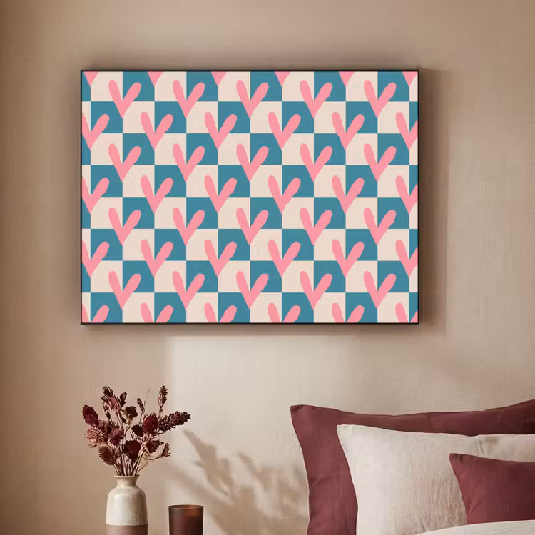 Vlakken - Hartjes - Patroon - Retro Textielframe - compleet frame klein 947 -sfeer1